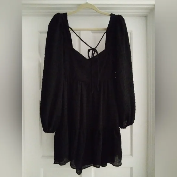 Bershka | Dresses | Bershka Long Sleeve Black Mini Dress | Poshmark